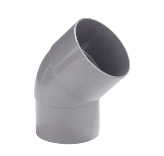 Dyka PVC HWA bocht 70mm, 45° mof/verjongd spie
