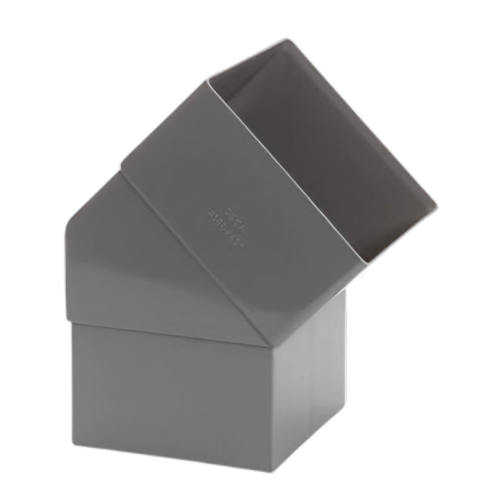 Dyka PVC HWA bocht 80mm, vierkant, grijs, 45° mof/spie
