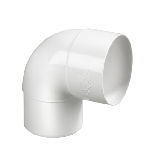 Dyka PVC HWA bocht 80mm, wit, 87.5° mof/verjongd spie