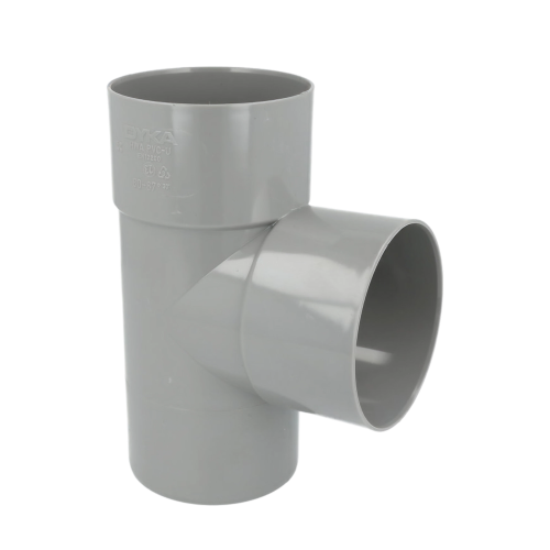 Dyka PVC HWA T-stuk 100mm, grijs, 87,5°, mof/spie