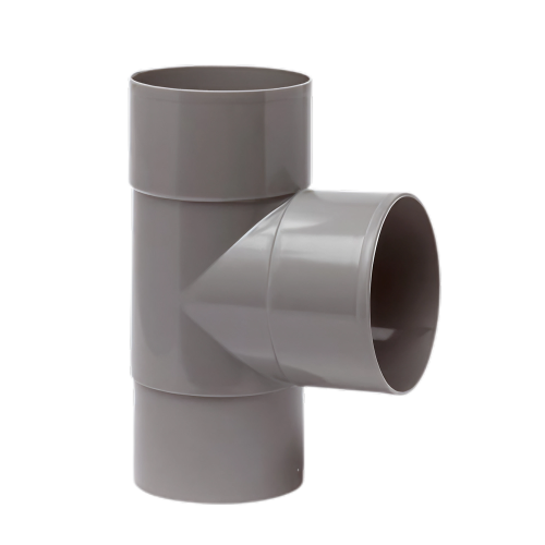 Dyka PVC HWA T-stuk 80mm, grijs, 2x mof/verjongd spie 90°