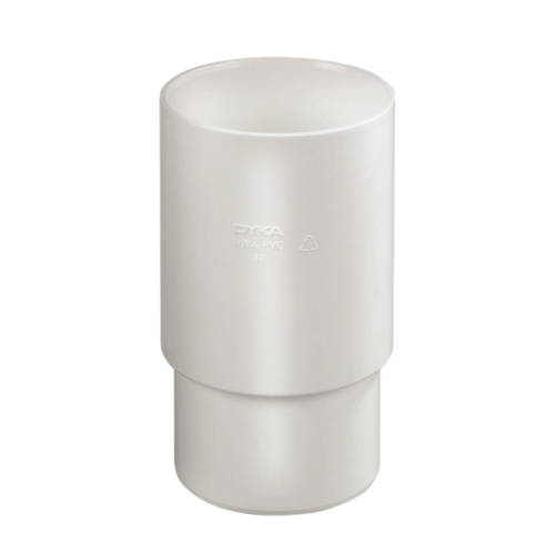Dyka PVC HWA verlengde mof 80mm, wit, mof/verjongd spie