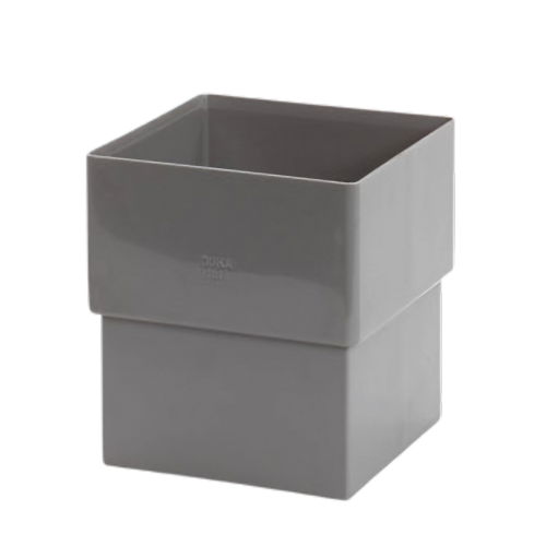 Dyka PVC mof vierkant 80mm, grijs, mof/verjongd spie
