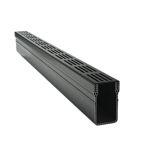 MW Drain 65/100 goot, Premium zwart alu. rooster, L = 1m