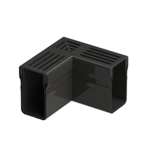 MW Drain 65/100 hoekstuk, Premium zwart alu. rooster