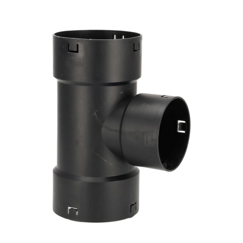 PP Verloop klik T-stuk, 100/60 mm, voor drainagebuis