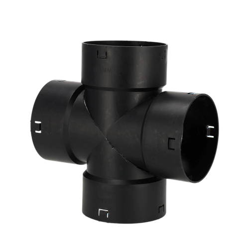 PP Verloop kruis klik T-stuk, 125/100 mm, voor drainagebuis