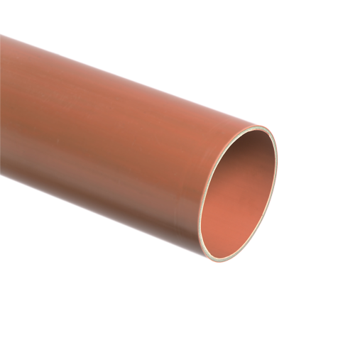 PVC buis 160 mm, r.bruin, SN8, gladde buis, L = 5 mtr