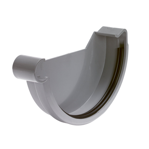 S-lon Klem eindstuk voor mastgoot 125mm, Links, grijs