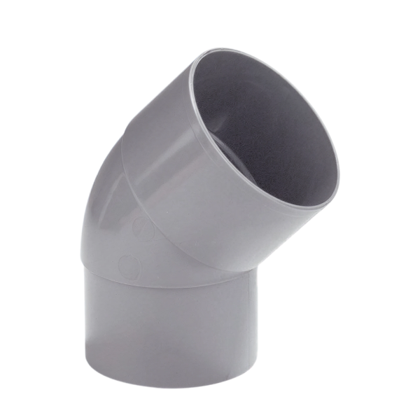 Dyka PVC HWA bocht 80mm, grijs, 45° mof/verjongd spie