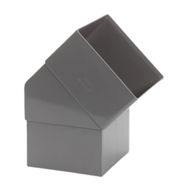 Dyka PVC HWA bocht 80mm, vierkant, grijs, 45° mof/spie