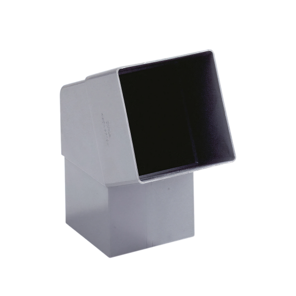 Dyka PVC HWA bocht 80mm, vierkant, grijs, 67.5° mof/spie
