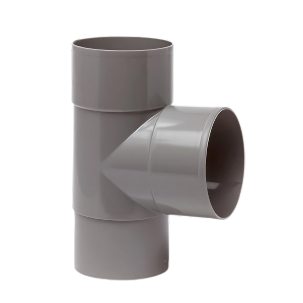 Dyka PVC HWA T-stuk 100mm, grijs, 2x mof/verjongd spie 90°