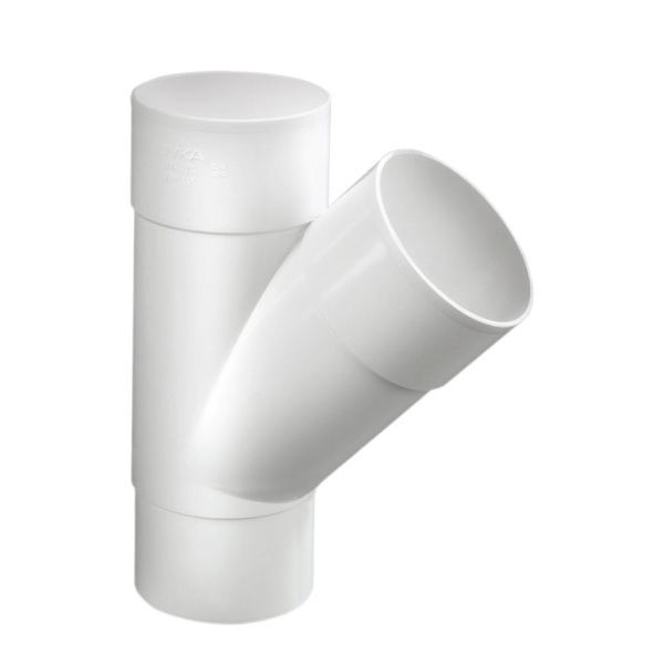 Dyka PVC HWA T-stuk 80mm, wit, 45°, mof/verjongd spie
