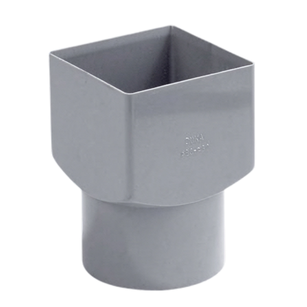 Dyka PVC Verloop vierkant 80mm x 80mm rond, grijs