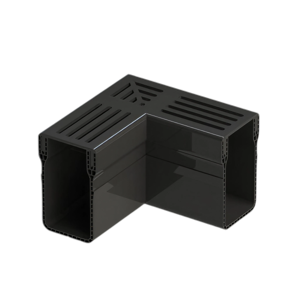 MW Drain 65/100 hoekstuk, Premium zwart alu. rooster